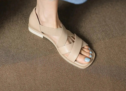 Womens Wave flade sandaler i læder