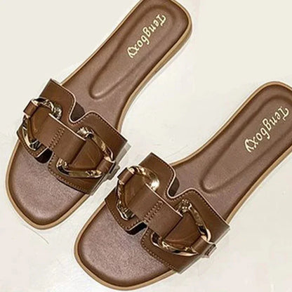 Teonclothingshop Women's summer sandals with metal decoration