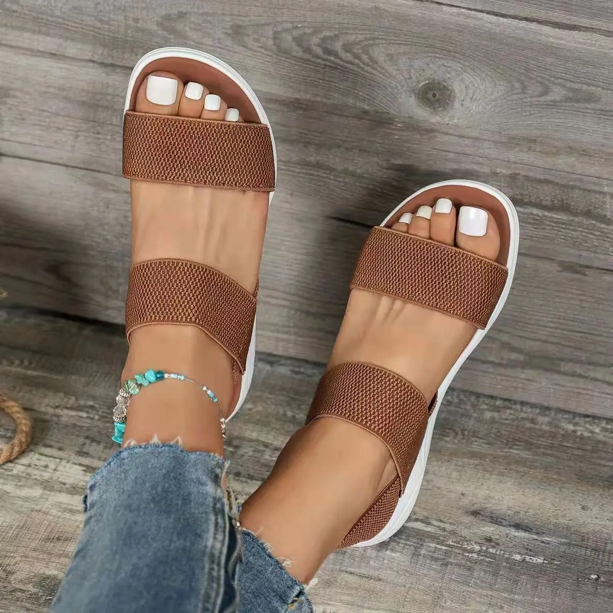 Sandalias planas con doble tira para mujer